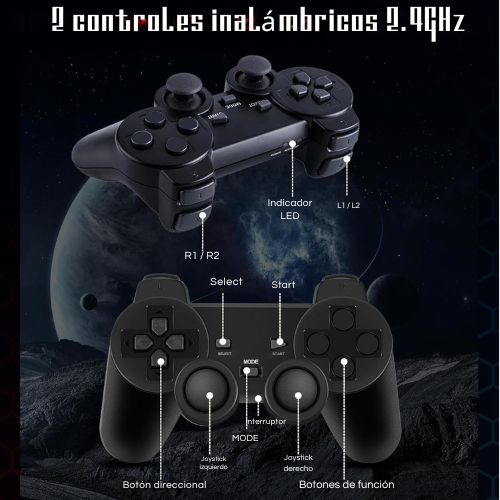 ⭐ Consola Retro 4K Pro – 20,000+ Juegos, 2 Controles Inalámbricos y MicroSD 64GB