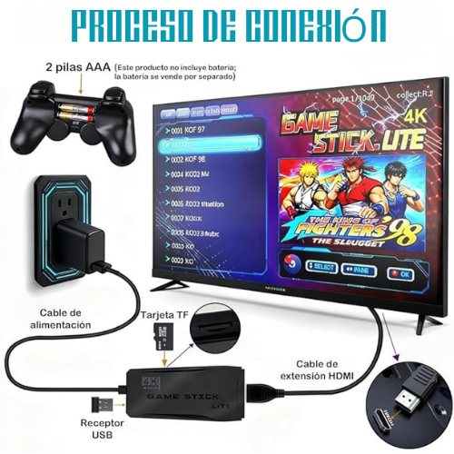 ⭐ Consola Retro 4K Pro – 20,000+ Juegos, 2 Controles Inalámbricos y MicroSD 64GB